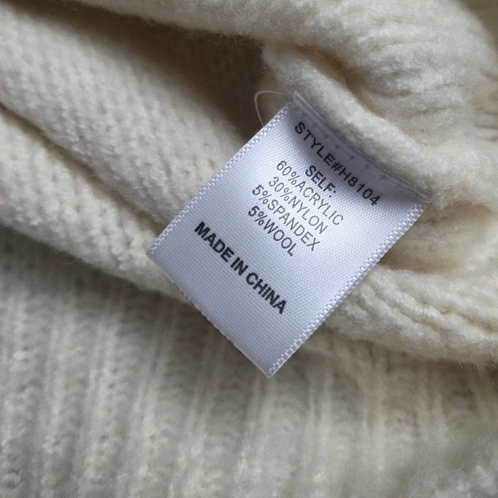 Jodifl Ivory Oversized Popcorn Bubble Sleeve Knit Sweater H8104 Cream Small